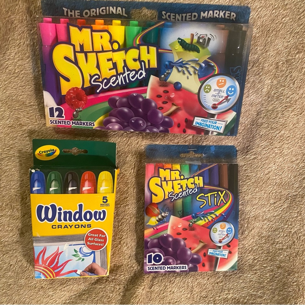 Scented markers and window crayons